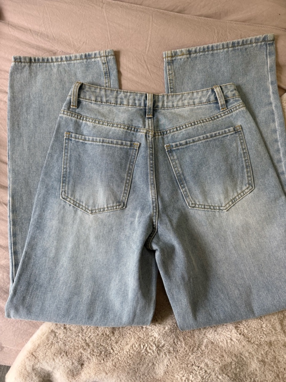 Light Blue Floral Appliqué Wide Leg Jeans - Picture 6 of 7